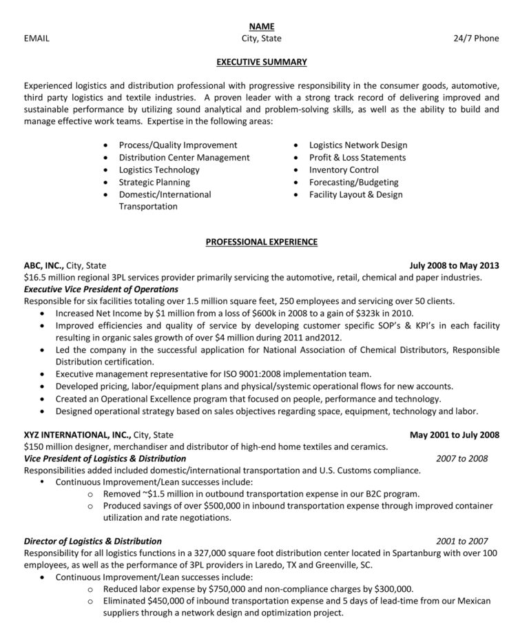 Résumé Sample Format for Download - Vertex Recruiting